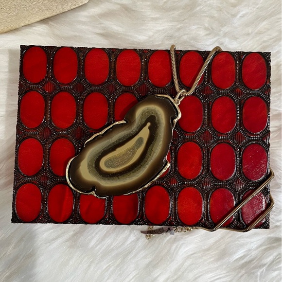 NEW Chico’s Sliced Agate + Gold Floating Pendant Long 20” Necklace Brown Tan NWT - Picture 6 of 16